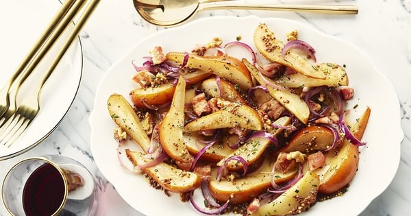 Sauteed Pears with Bacon and Mustard