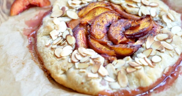 Peach Galette with Sliced Almonds