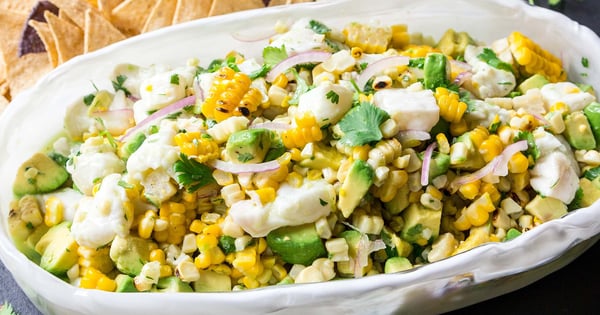 Ceviche with Avocado and Grilled Corn