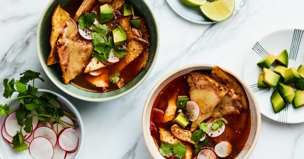 Easy Chicken Tortilla Soup with Bean and Cheese Nachos