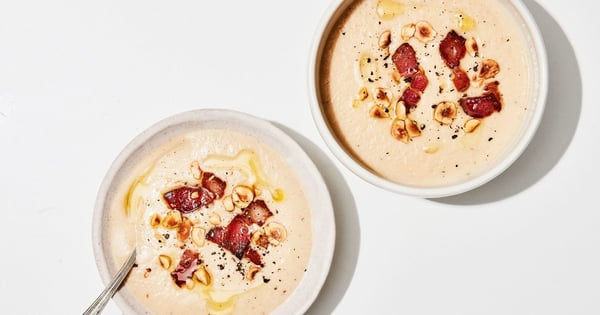 Cauliflower Soup with Hazelnuts and Bacon