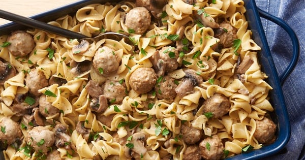 Meatball Stroganoff Pasta Casserole