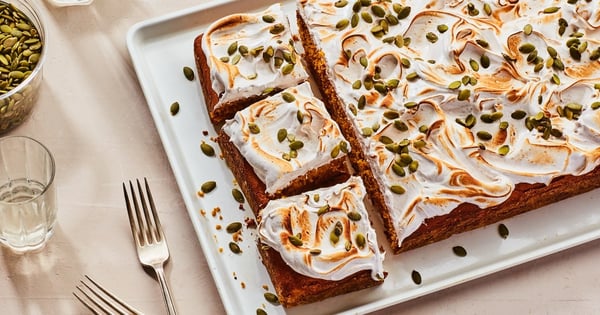Pumpkin and Cookie-Butter Sheet Cake with Toasted Meringue