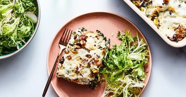 Cheesy Delicata Squash and Kale Casserole