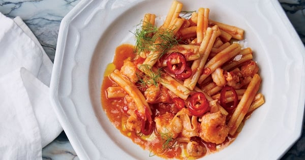 Rock Shrimp Pasta with Spicy Tomato Sauce