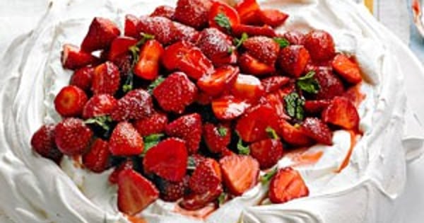 Strawberry Pavlova with Mint