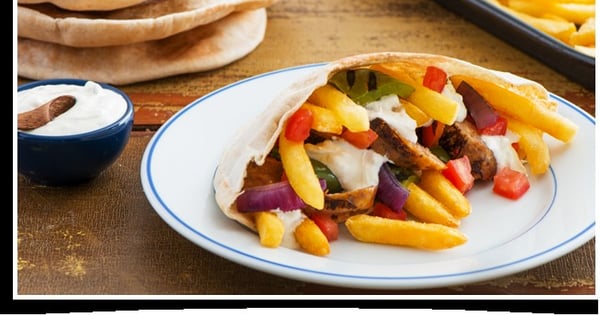 Grilled Sausage Gyros and Extra Crispy Fries