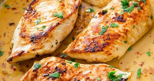 Skillet Chicken with Creamy Cilantro Lime Sauce