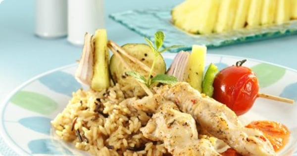 Chicken Brochette and Vegetables Duo with Pineapple