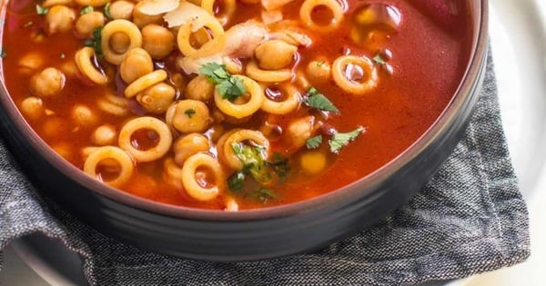 20-minute Smoky Tomato Soup with Pasta and Chickpeas