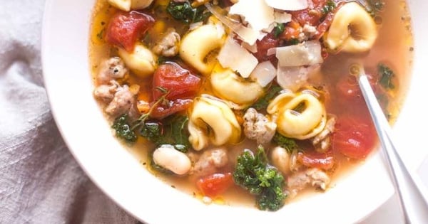 Italian Sausage Soup with Tortellini and Kale
