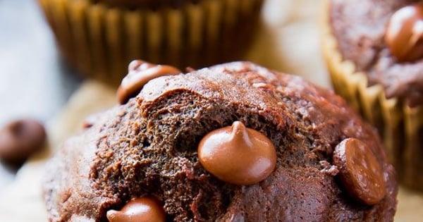 Whole Wheat Double Chocolate Banana Muffins