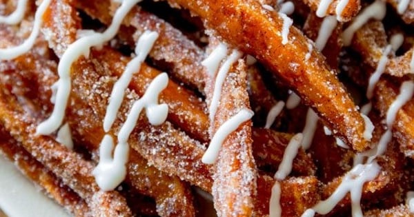 Cinnamon Sugar Sweet Potato Fries with Vanilla Icing Dip