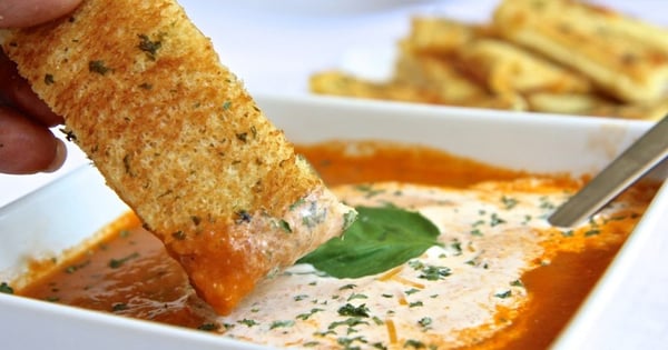 Fresh Roasted Tomato Soup w/ Grilled Cheese Sticks