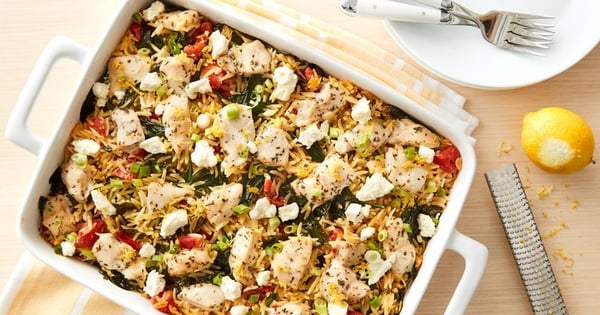 Greek Chicken Orzo Casserole