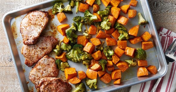 Sheet-Pan Honey-Balsamic Pork Chop Dinner