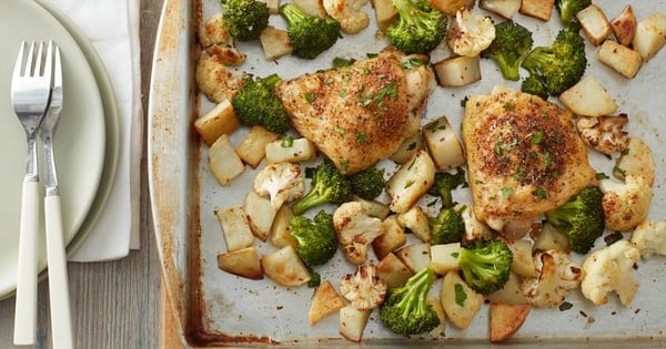 Roasted Chicken and Vegetables Sheet-Pan Dinner (Cooking for 2)
