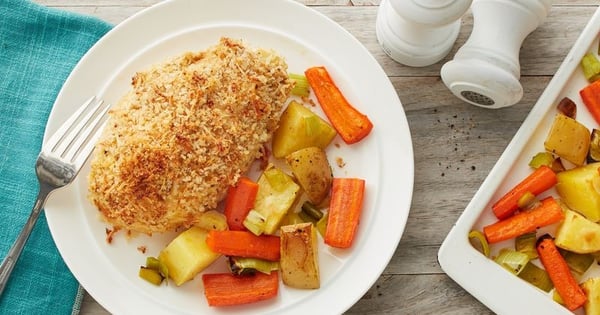 Deviled Chicken with Roasted Vegetables Sheet-Pan Dinner
