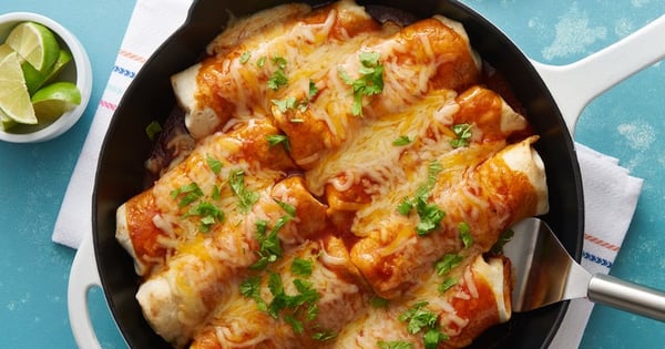 Smothered Skillet Beef Burritos