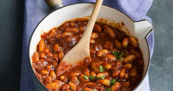 Sticky beans on toast