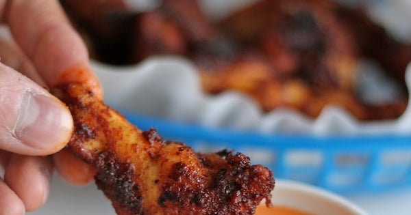 Baked Brown Sugar Chicken Wings with Roasted Red Pepper Cream Sauce