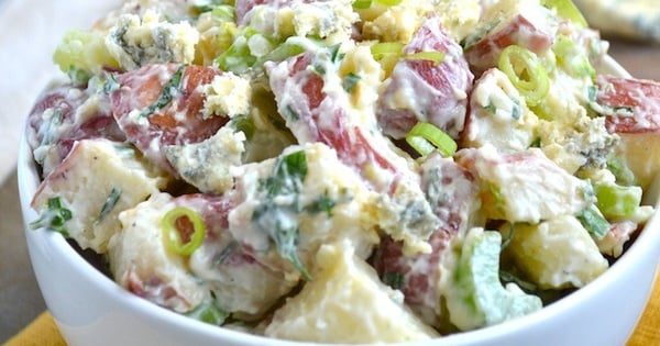 Rosemary Garlic Potato Salad with Crumbled Blue Cheese