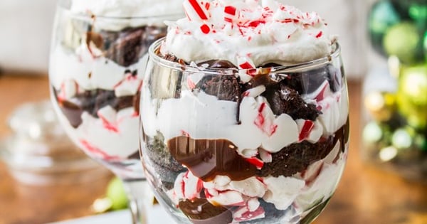 Candy Cane Brownie Trifle