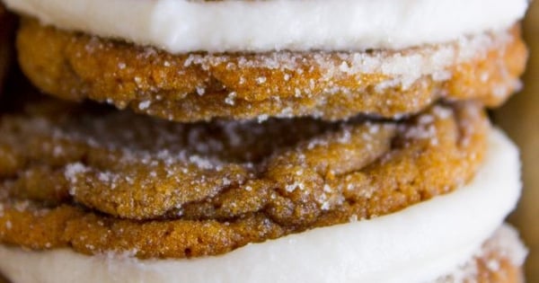 Ginger Molasses Sandwich Cookies with Buttercream Frosting