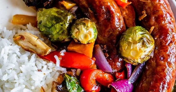 One Pan Sausage and Veggies with Lemon Aioli