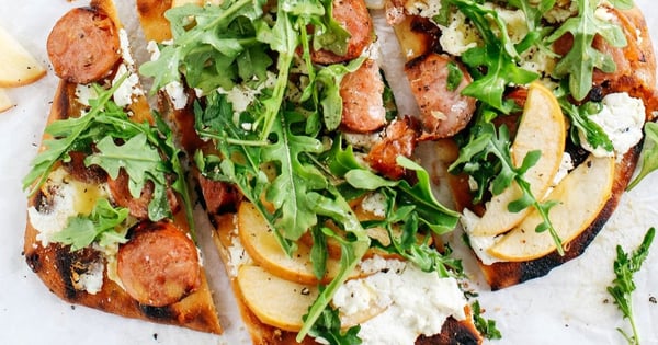 Grilled Sausage & Apple Pizza with Goat Cheese