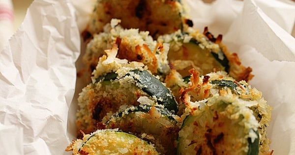 Crispy Baked Coconut Zucchini with Mango-Jalapeno Dipping Sauce