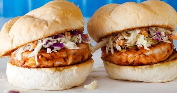 BBQ Chicken Burgers with Slaw