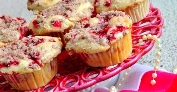 Strawberry Muffins with Cream Cheese filling and Streusel Topping