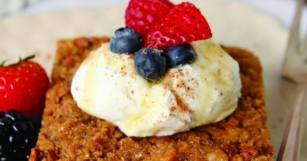 Cinnamon Breakfast Squares with Yogurt and Berries