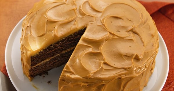 Mexican Chocolate Cake with Caramel Cream Frosting