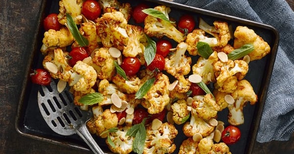 Oven-Roasted Cauliflower with Cherry Tomatoes