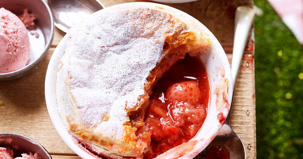 Scrumptious strawberry pie with rosewater ice cream