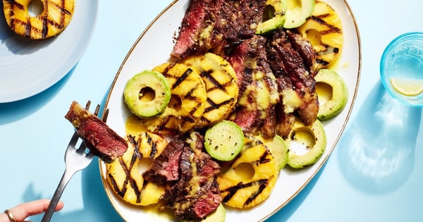3-Ingredient Grilled Steak, Pineapple, and Avocado Salad