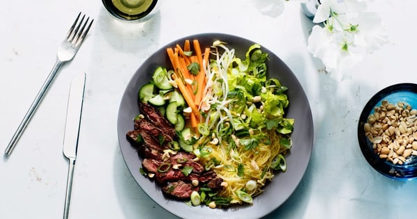 Vietnamese-Style Spaghetti Squash “Noodle” Bowls with Skirt Steak