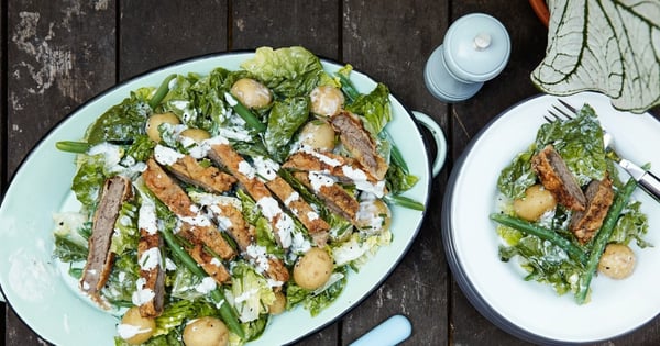 Country Fried Steak Salad With Blue Cheese Dressing