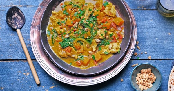 Chicken, butternut squash and peanut curry