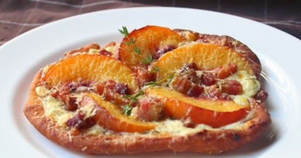 Fried Peach and Pancetta Pizza