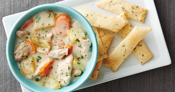 Slow-Cooker Chicken Pot Pie with Pie Crust Crackers