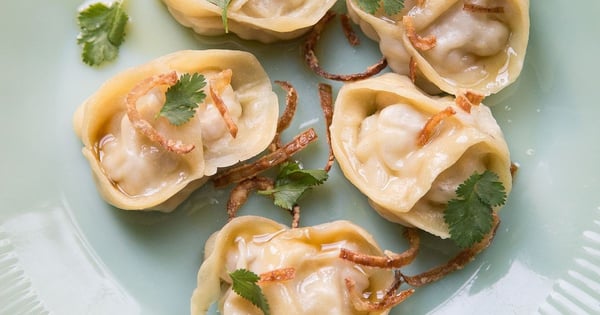 Steamed Pork Belly Dumplings with Brown Butter (Manti)