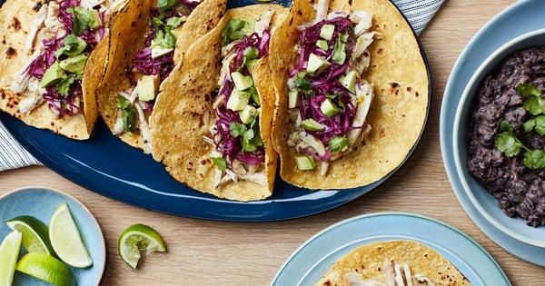 "Nextover" Chicken Tacos with Quick Refried Beans