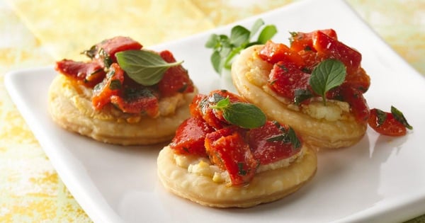 Roasted Red Bell Pepper and Goat Cheese Bites