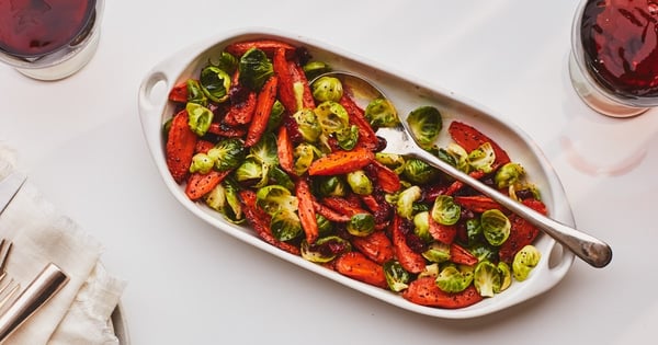 Roasted Carrot, Brussels Sprout, and Cranberry Salad