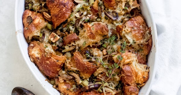 Savory Caramelized Onion Croissant Stuffing