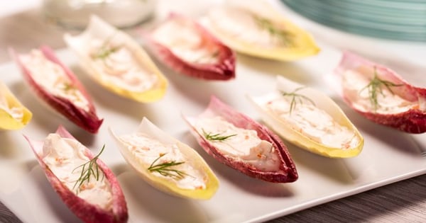Endive with Garden Veggie Cream Cheese Appetizers
