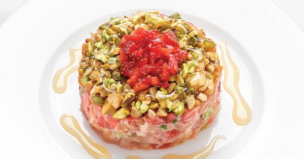 Two–Salmon Tartare with Strawberries and Honey Nuts